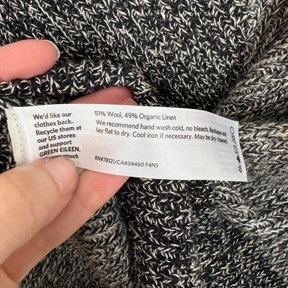 Eileen Fisher Color Block Knit Open Long Sleeve Wool Linen Cardigan Small Petite - Picture 3 of 4